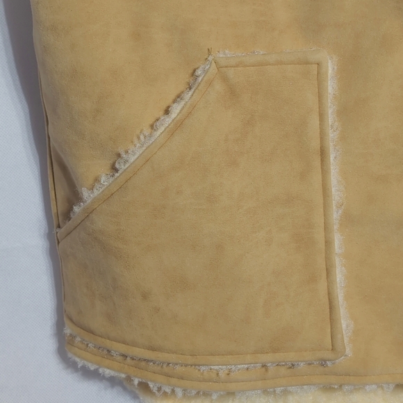 Swingster Vintage Men's XL Tan Faux Shearling Vest Shawnee Mission KS - Picture 2 of 7